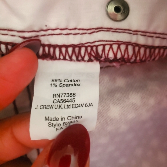 J. Crew Maroon Diamond Polka Dot Stretch Jeans Size 26 - Picture 6 of 7